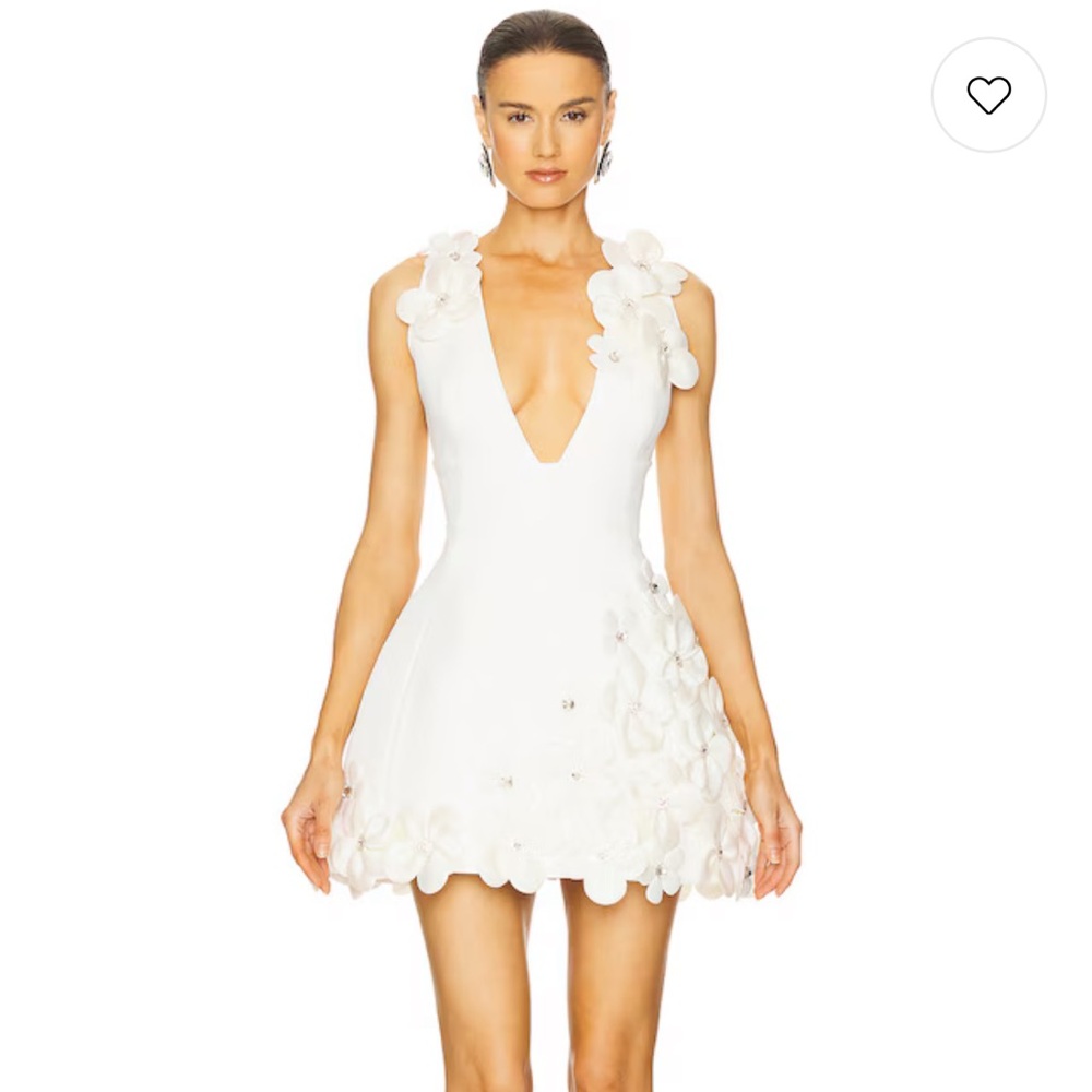Bronx and Banco Estelle Mini Dress in White Floral Appliqué